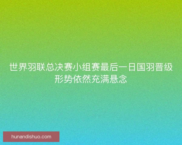 世界羽联总决赛小组赛最后一日国羽晋级形势依然充满悬念